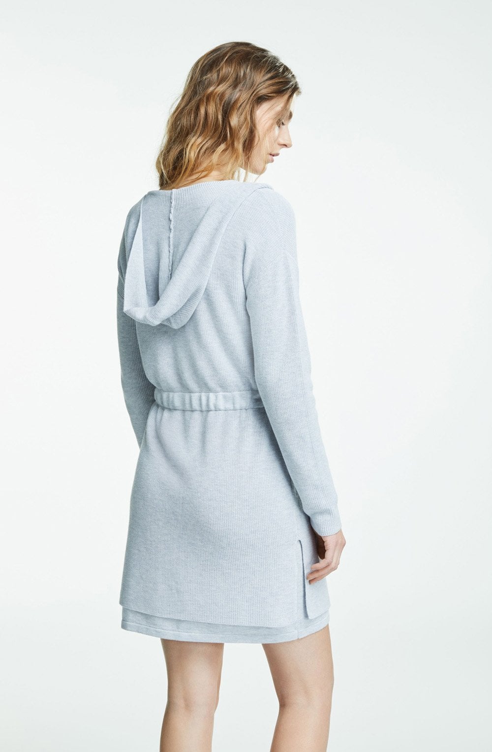 Light Grey Knit Hooded Cardigan