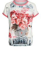 Light Grey & Pink Rose Design Top