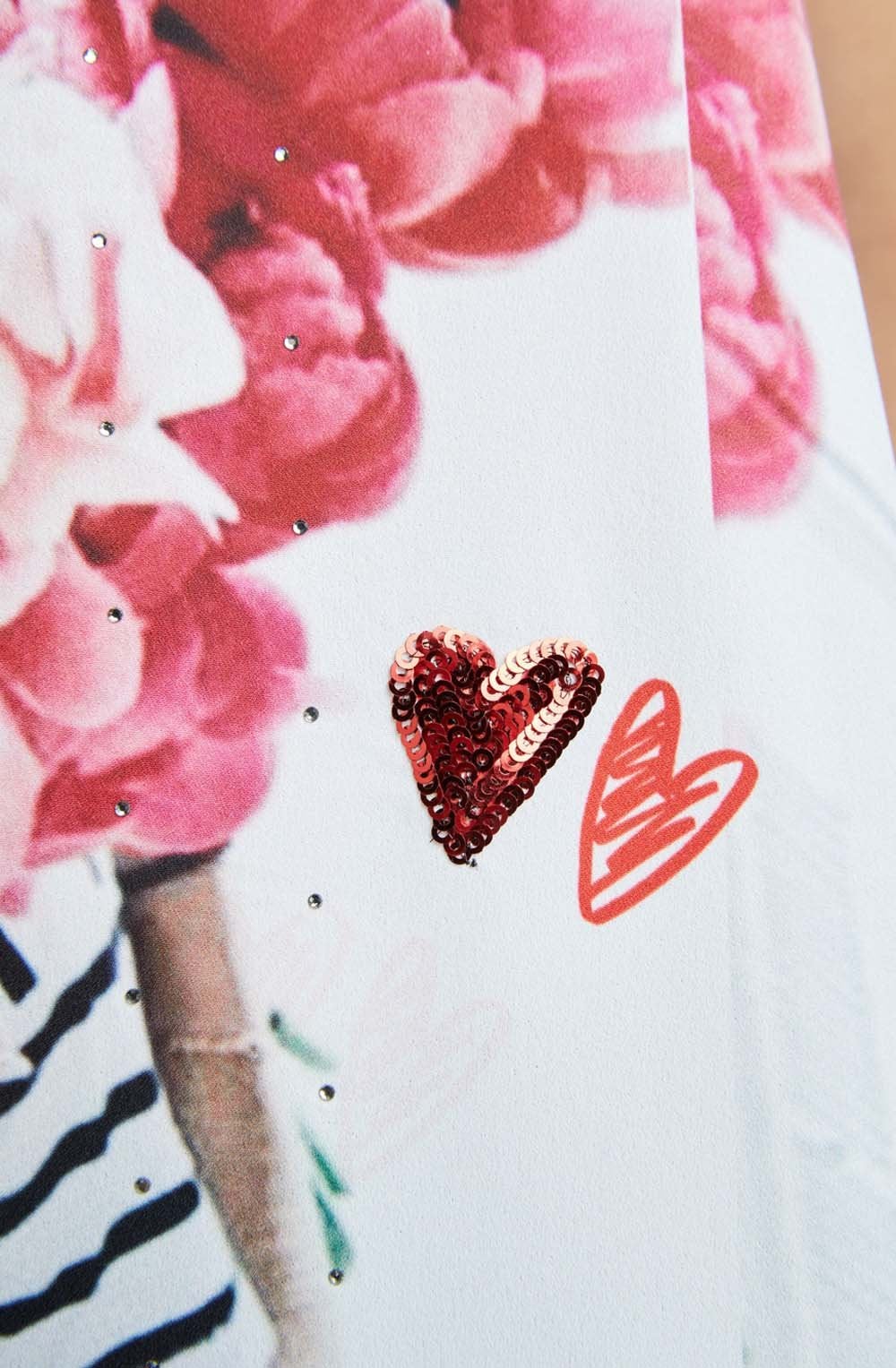 Light Grey & Pink Rose Design Top