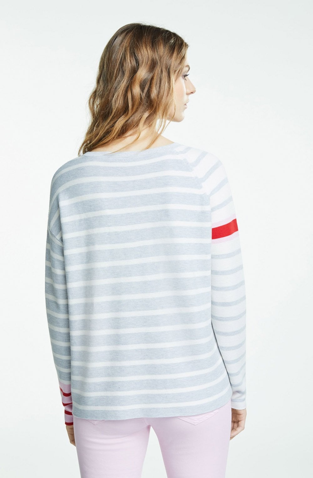 Light Grey & Pink Striped Sweater