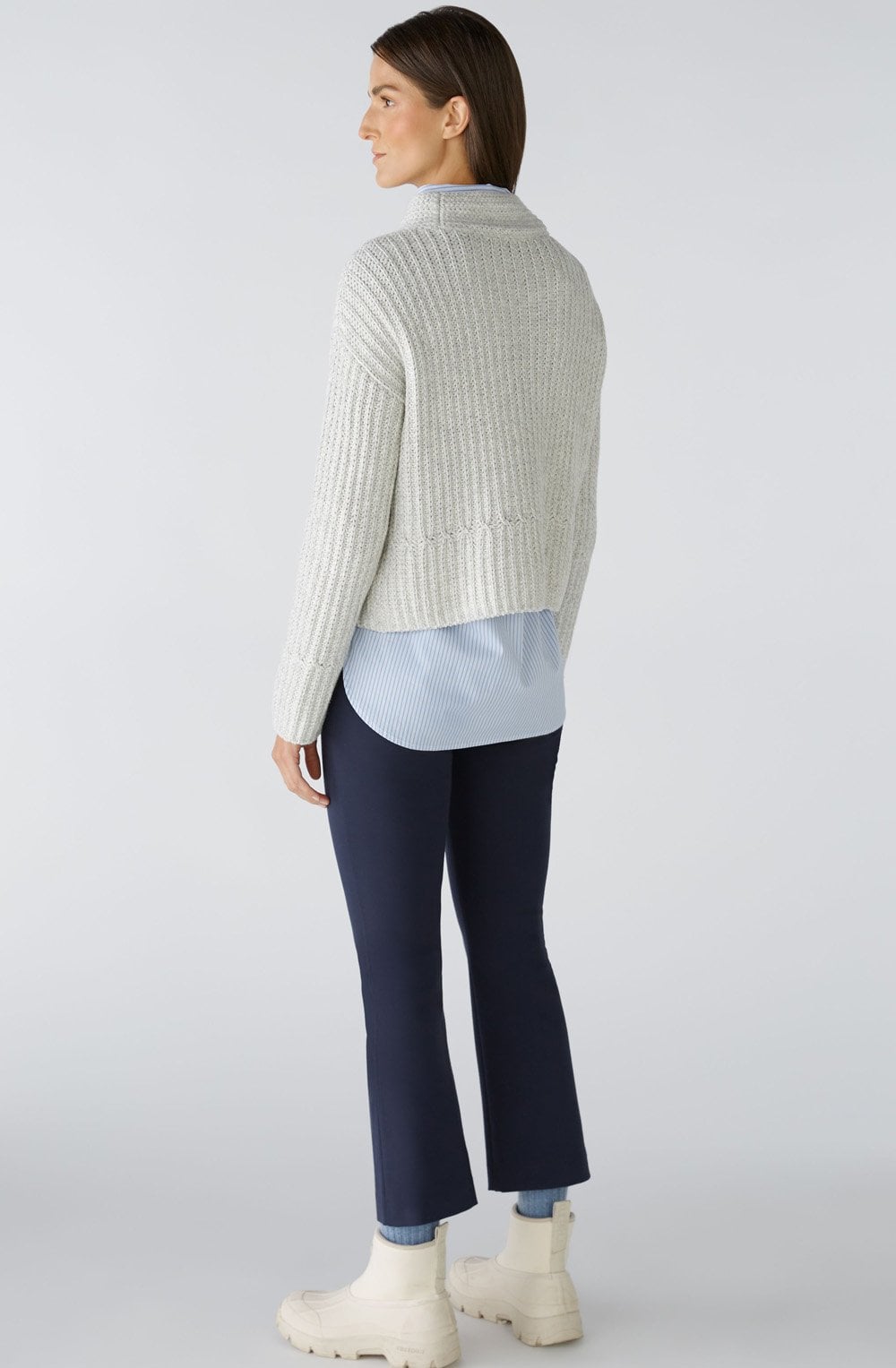 Light Grey Ribbed Knit Box Jumper