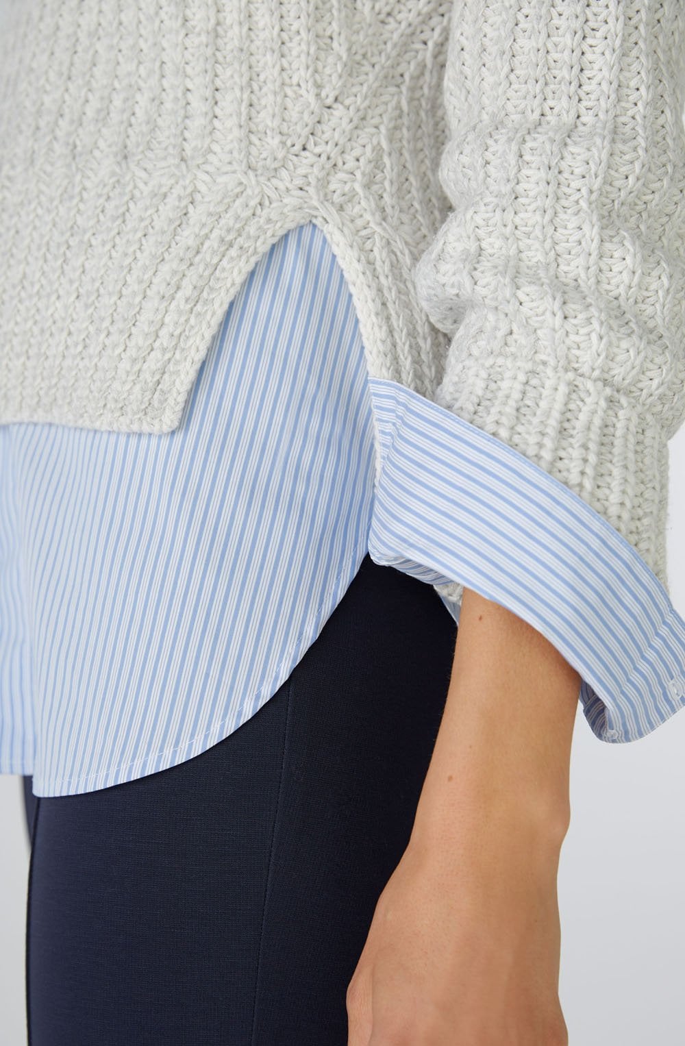 Light Grey Ribbed Knit Box Jumper