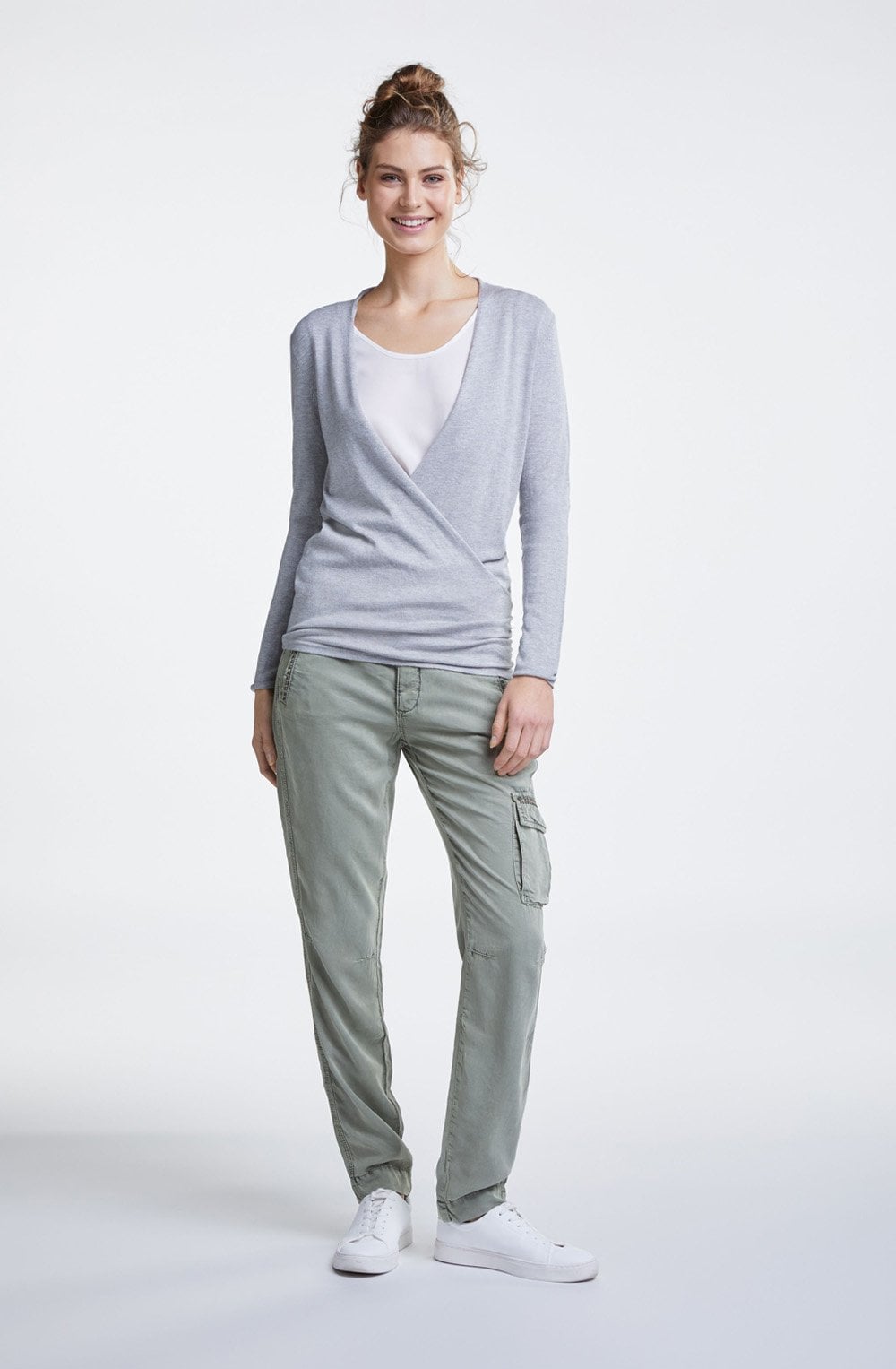 Light Grey Wrap Front Top