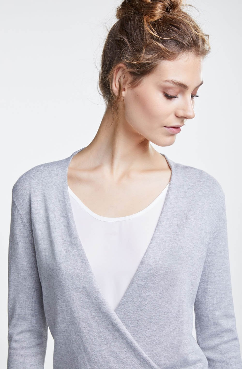 Light Grey Wrap Front Top
