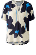 Light Stone and Blue Floral Blouse