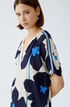 Light Stone and Blue Floral Blouse