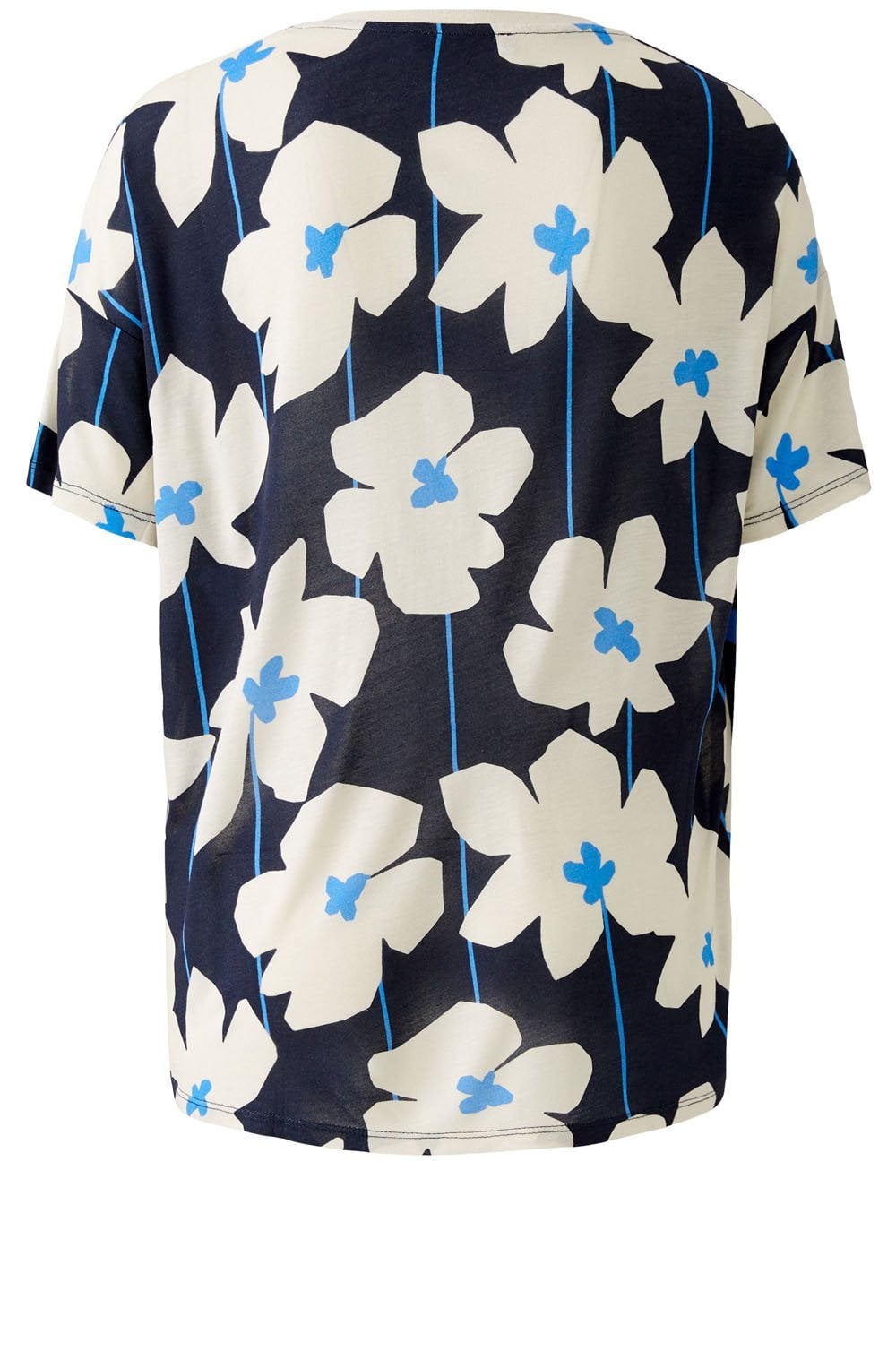 Light Stone and Blue Floral Blouse