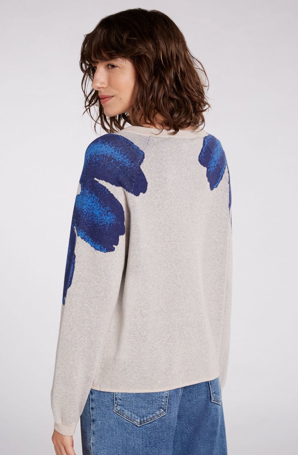 Light Stone and Blue Floral Jumper