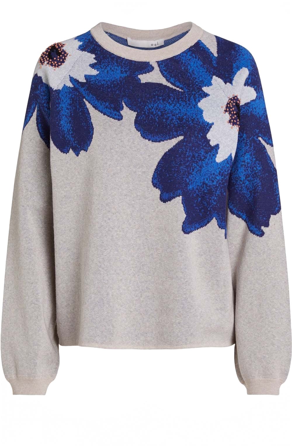 Light Stone and Blue Floral Jumper