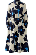 Light Stone and Blue Floral Midi Dress