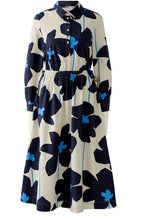 Light Stone and Blue Floral Midi Dress