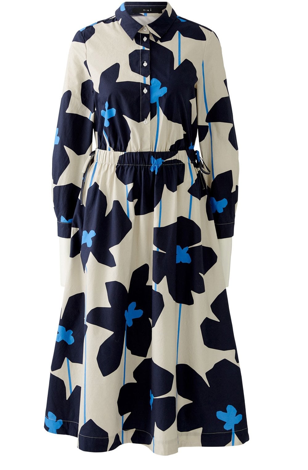Light Stone and Blue Floral Midi Dress