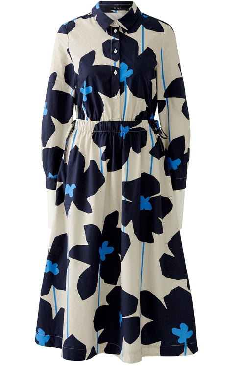 Light Stone and Blue Floral Midi Dress