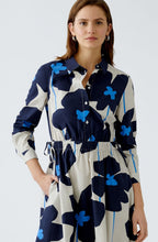 Light Stone and Blue Floral Midi Dress