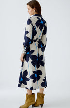 Light Stone and Blue Floral Midi Dress