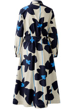 Light Stone and Blue Floral Midi Dress