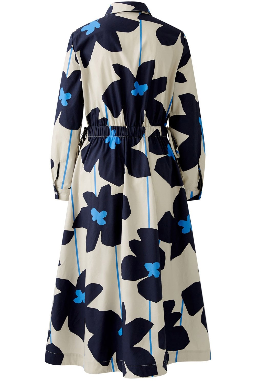 Light Stone and Blue Floral Midi Dress