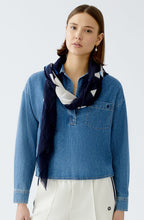 Light Stone and Blue Floral Scarf
