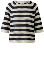 Light Stone and Blue Linen Sleeve Pullover