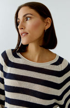 Light Stone and Blue Linen Sleeve Pullover