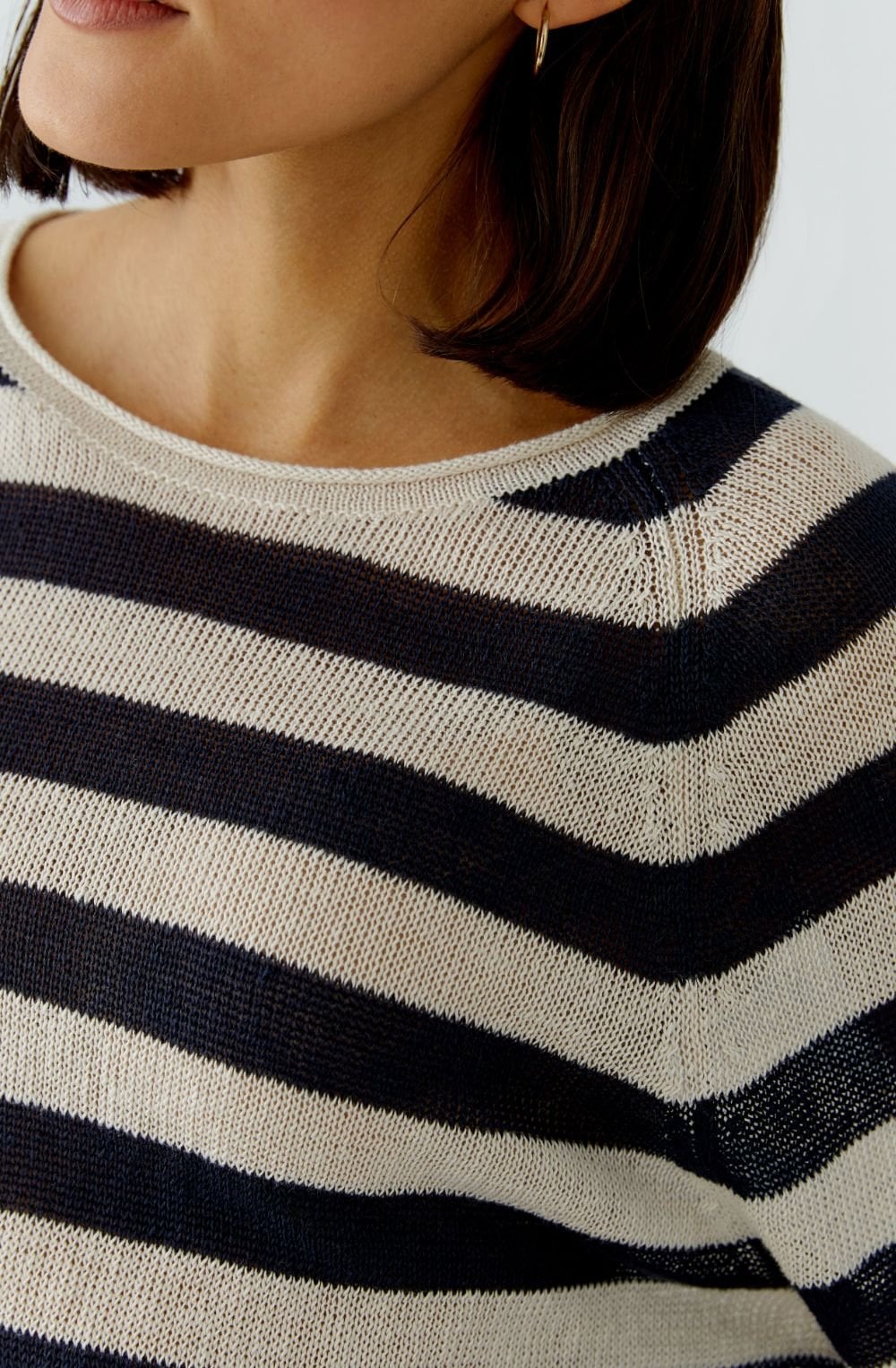 Light Stone and Blue Linen Sleeve Pullover