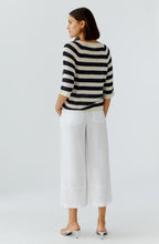Light Stone and Blue Linen Sleeve Pullover
