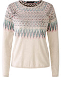 Light Stone and Pink Reverse Norwegian Print Jumper