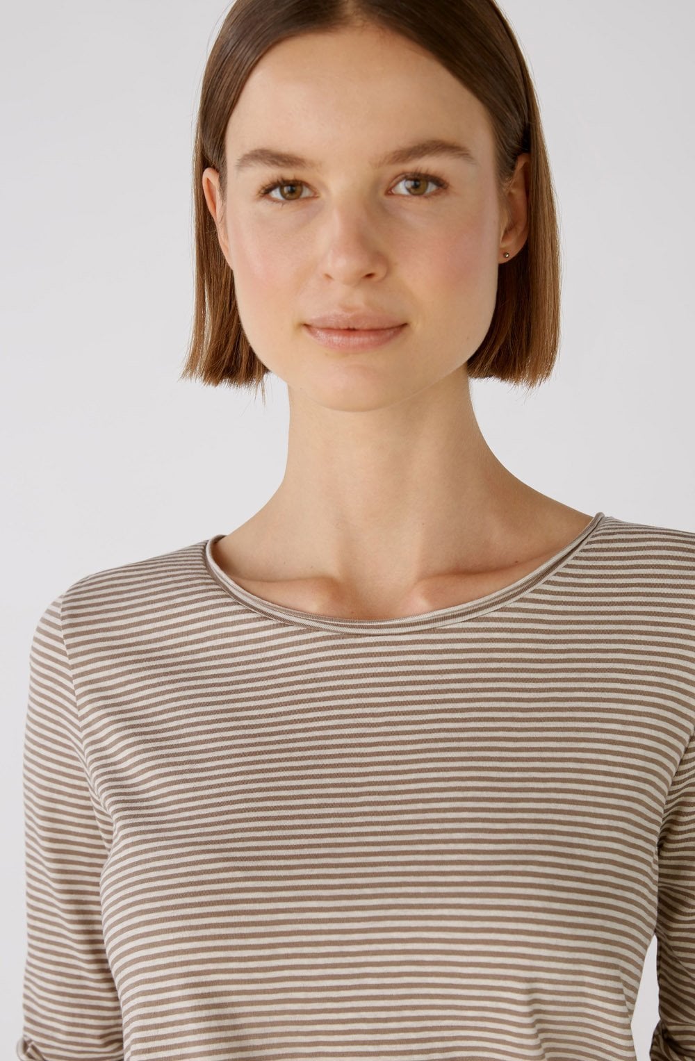 Light Stone and Taupe Striped Top