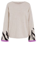 Light Stone and Violet Bold Sleeved Jumper