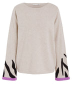 Light Stone and Violet Bold Sleeved Jumper