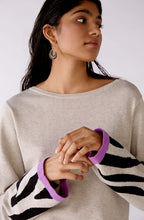 Light Stone and Violet Bold Sleeved Jumper