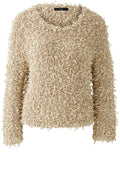 Light Stone Camel Paper Touch Fringed Pullover