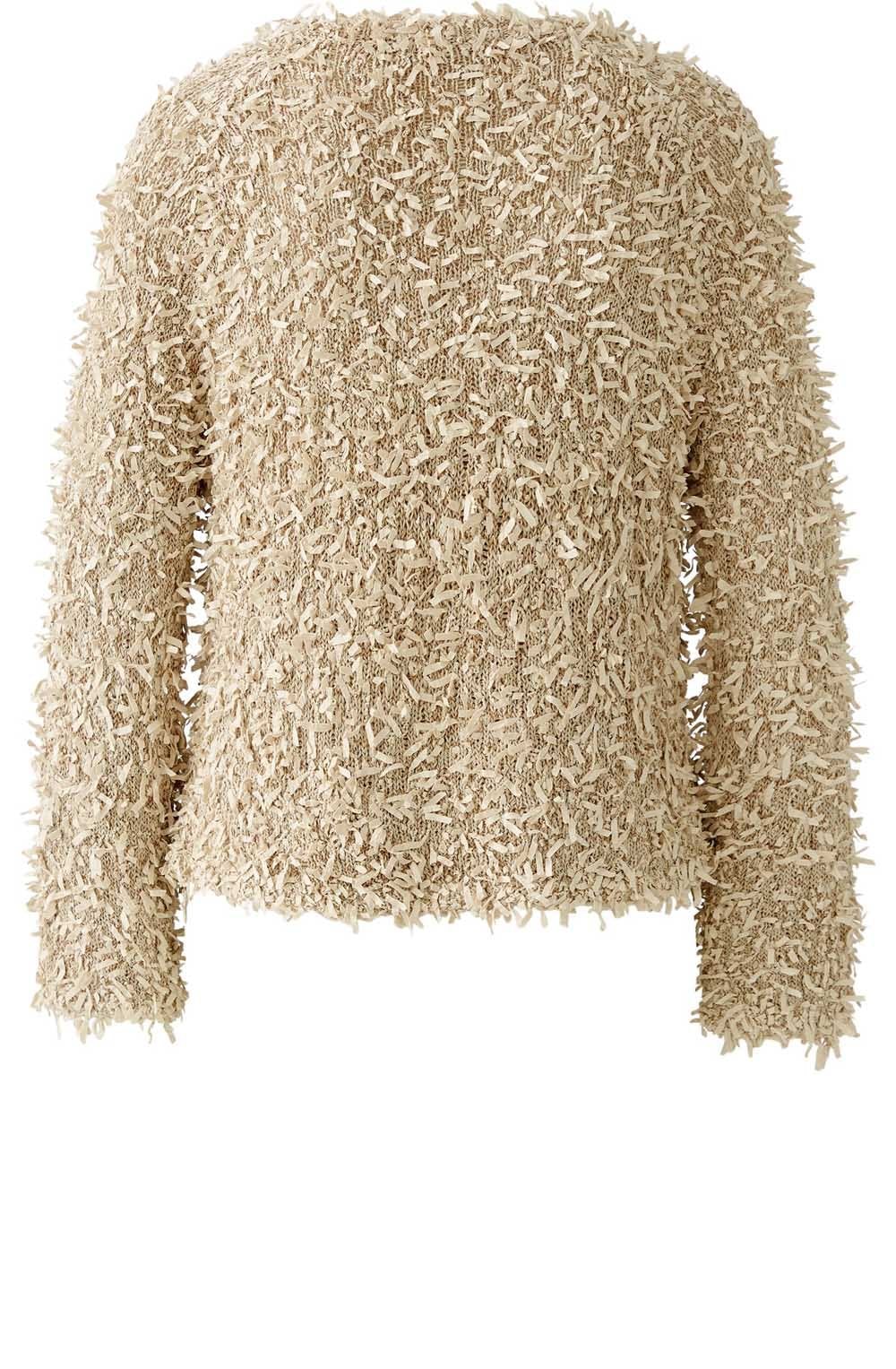 Light Stone Camel Paper Touch Fringed Pullover