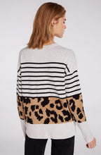 Light Stone Camel Stripe & Leopard Jumper