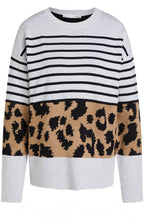 Light Stone Camel Stripe & Leopard Jumper