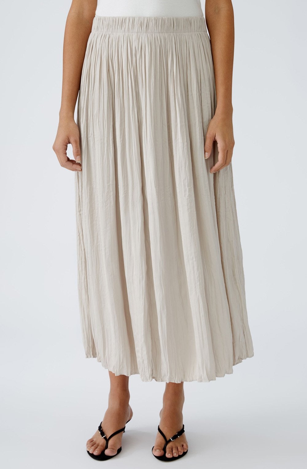 Light Stone Crinkled Satin Touch Maxi Skirt