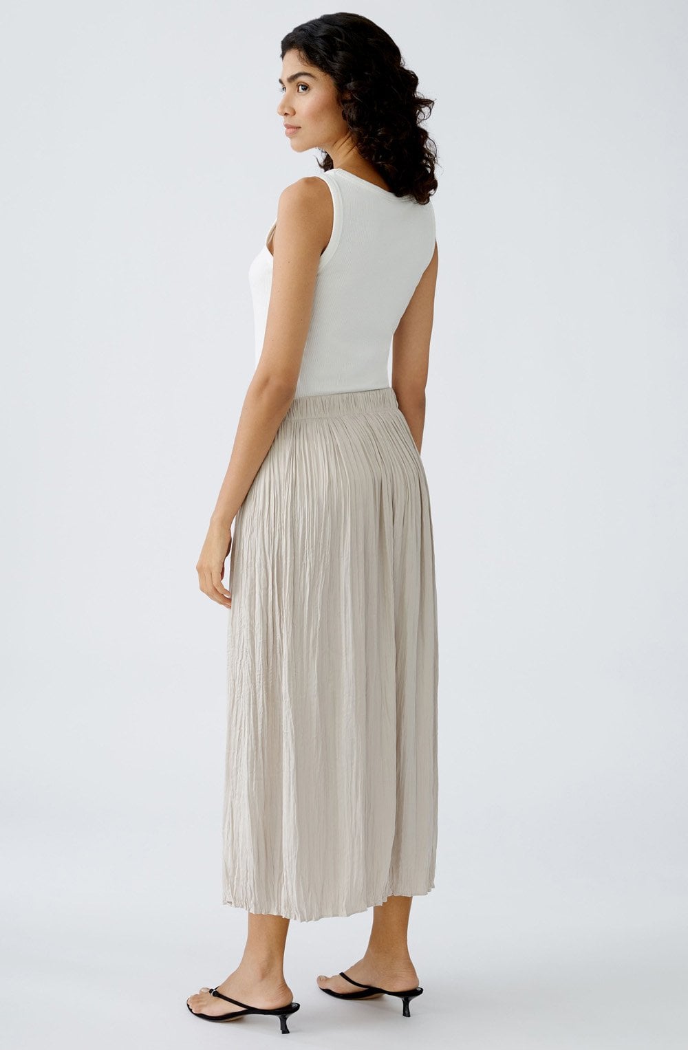 Light Stone Crinkled Satin Touch Maxi Skirt