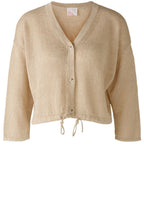 Light Stone Drawstring Hem Linen Cardigan