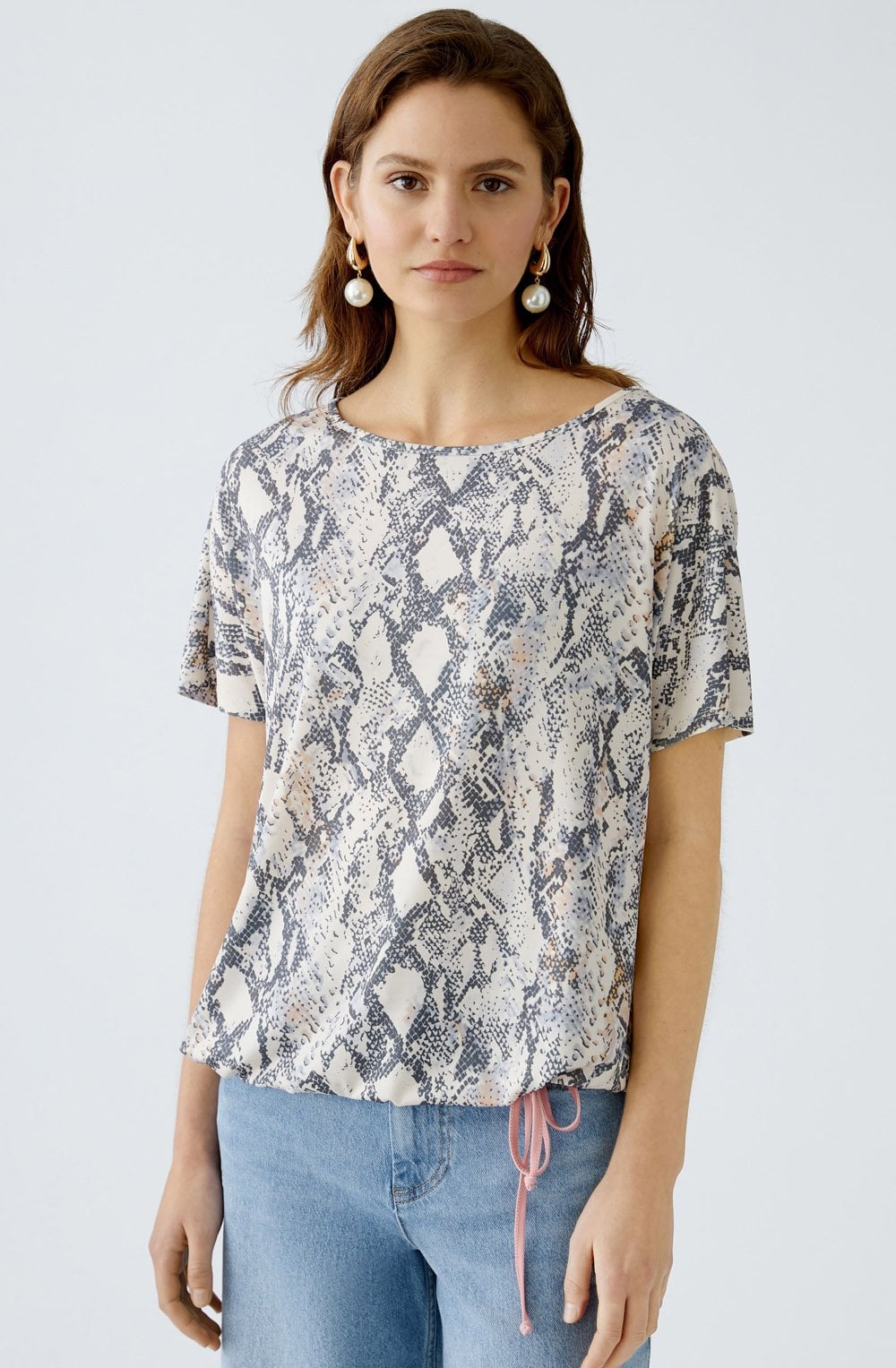 Light Stone Grey Drawstring Blouse