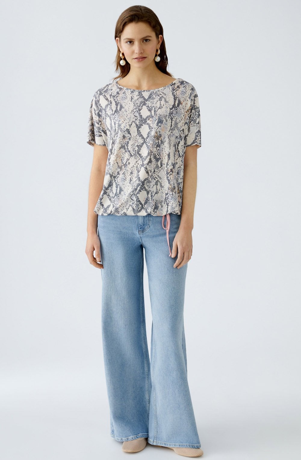 Light Stone Grey Drawstring Blouse