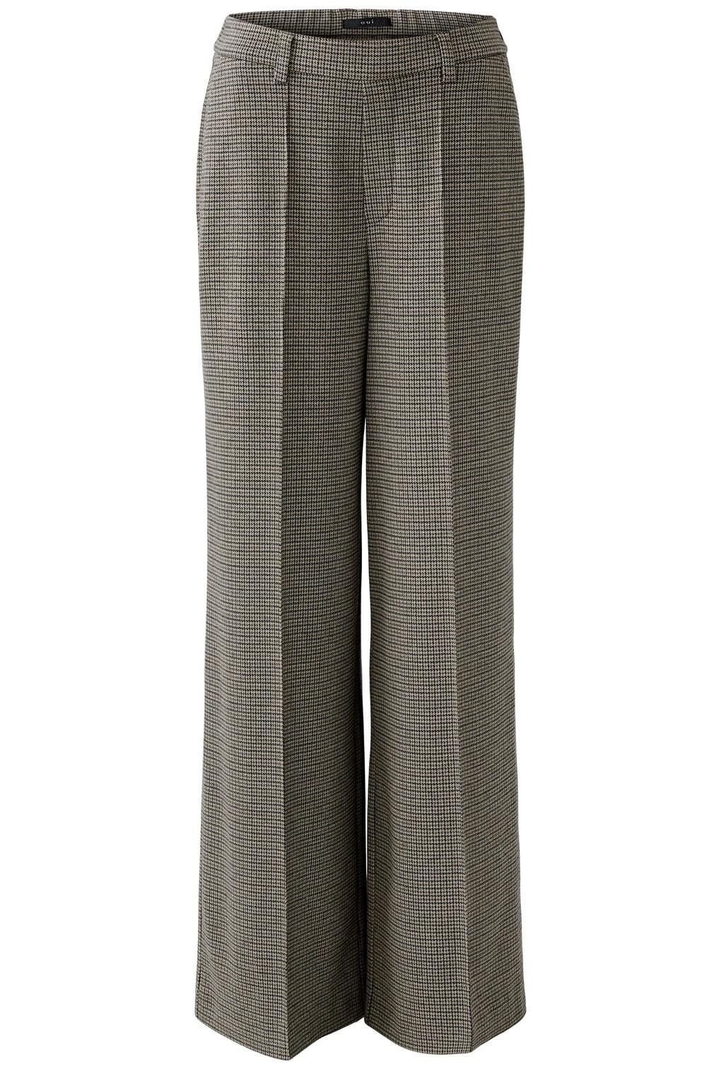 Light Stone Grey Houndstooth Wide Leg Trousers