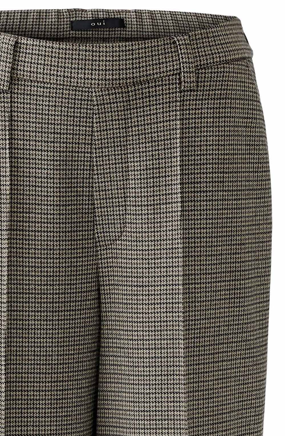 Light Stone Grey Houndstooth Wide Leg Trousers