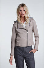 Light Stone Hooded Leather Jacket