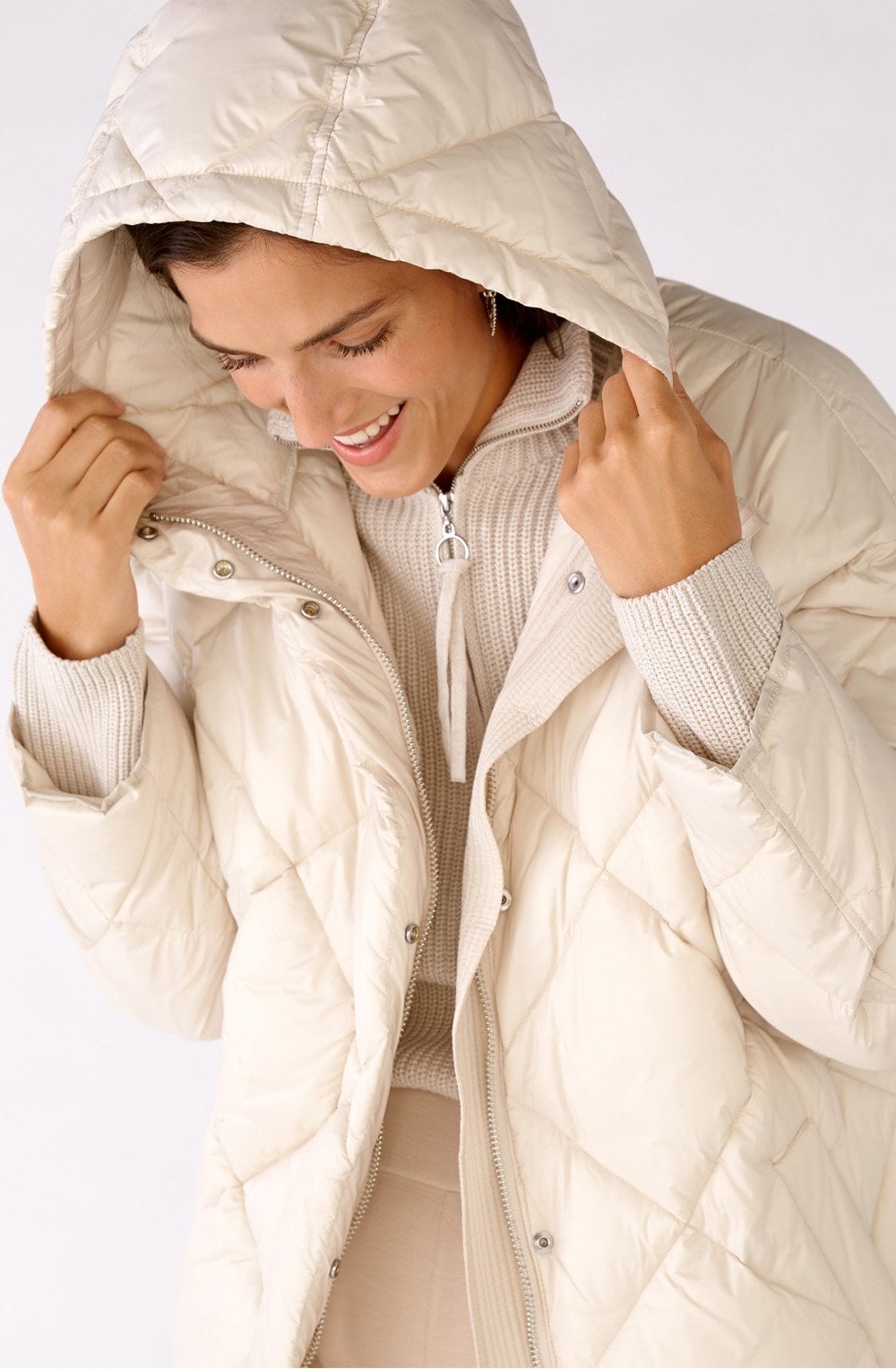 Light Stone Hooded Puffer Coat