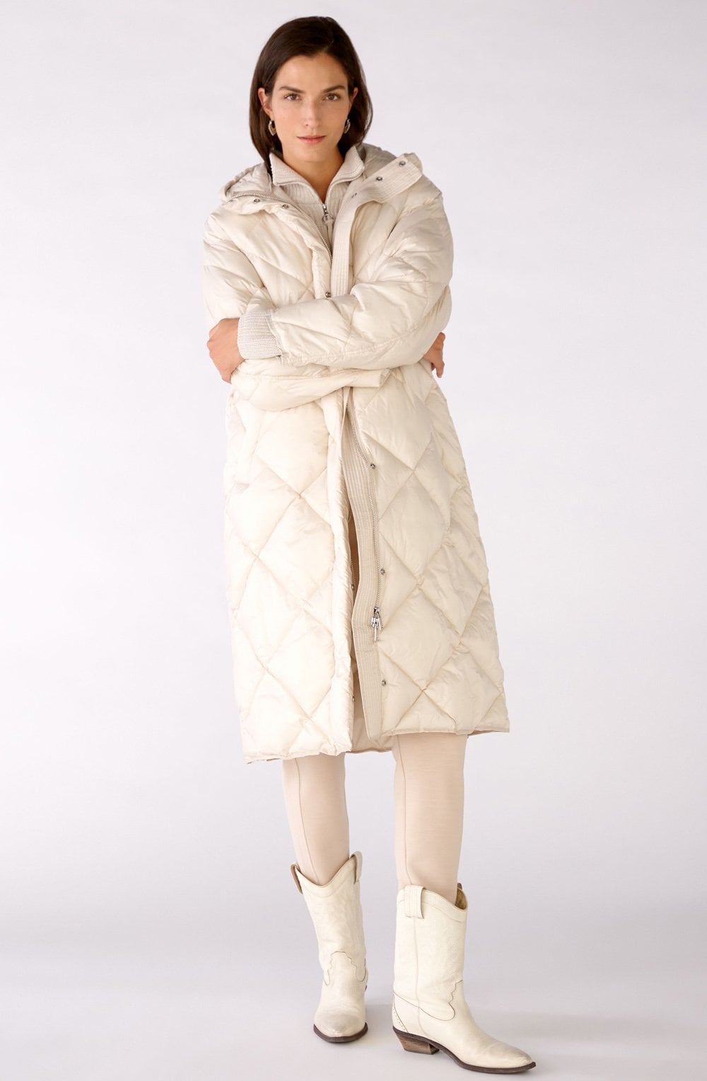 Light Stone Hooded Puffer Coat