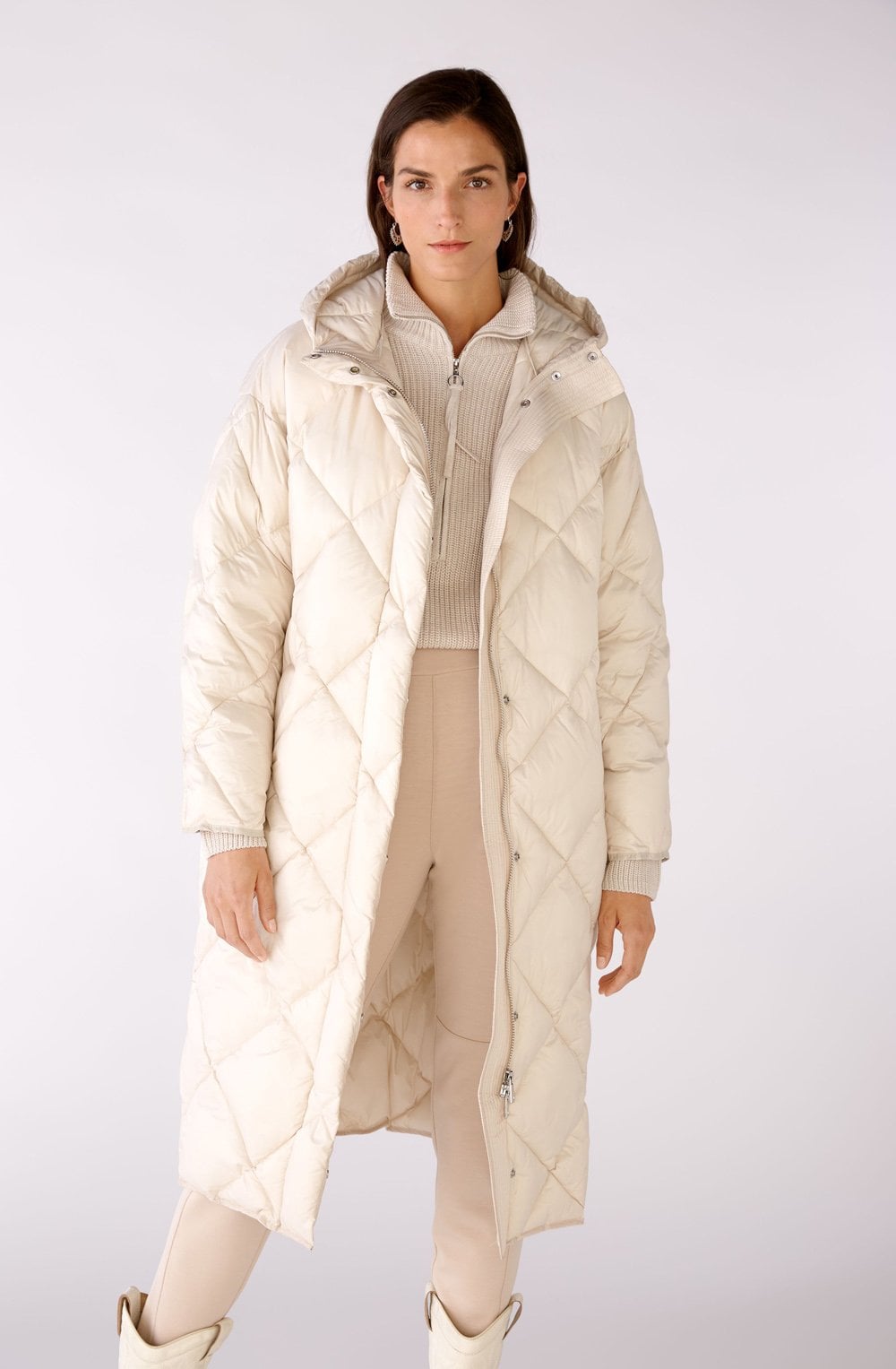 Light Stone Hooded Puffer Coat