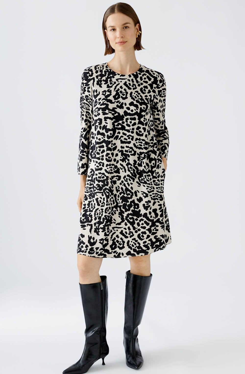Light Stone Leo Print A Line Dress