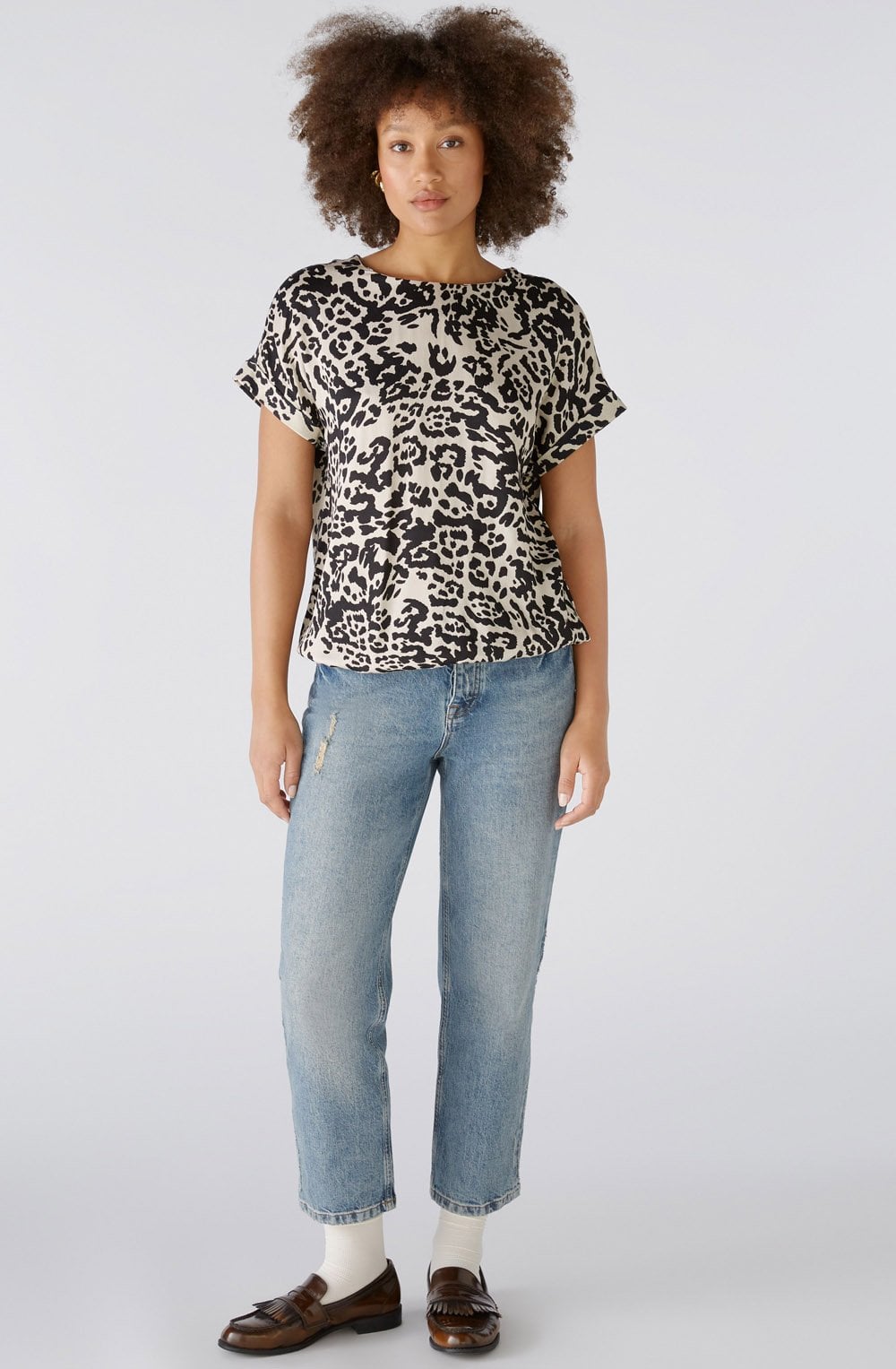 Light Stone Leo Print Blouse