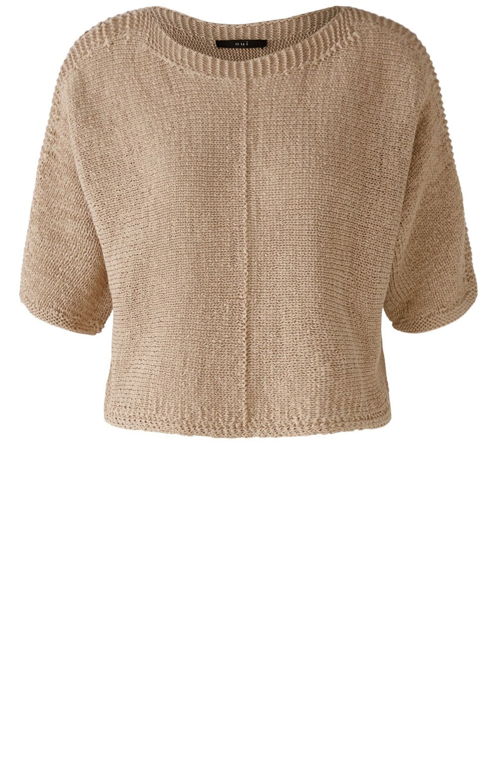 Light Stone Linen Blend Ribbon Knit Top