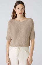 Light Stone Linen Blend Ribbon Knit Top